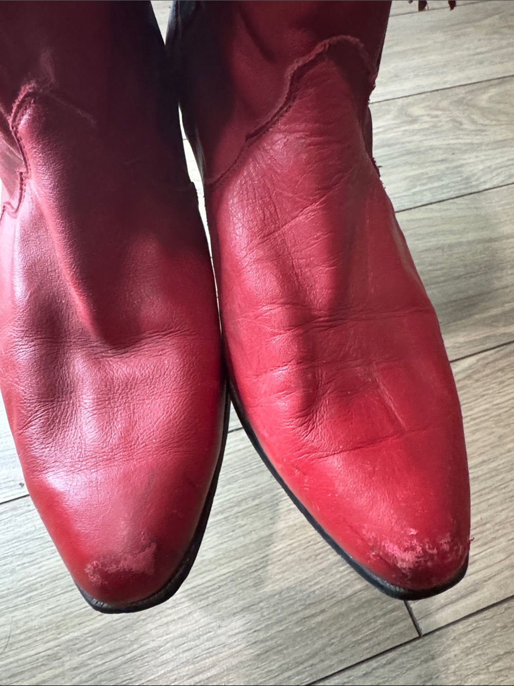 Western Red Fringe Leather Women's Boots - Picture 6 of 11